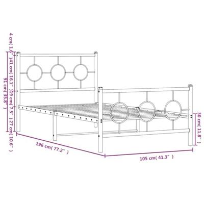 Bedframe met hoofd- en voeteneinde metaal zwart 100x190 cm - thumbnail