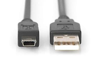 Digitus AK-300108-018-S USB-kabel USB 2.0 USB-A stekker, USB-mini-B stekker 1.80 m Zwart Met OTG-functie Digitus AK-300108-018-S USB-kabel USB 2.0 USB-A stekker, USB-mini-B stekker 1.80 m Zwart Met OTG-functie