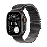 Apple Watch Ultra 3 GPS + Cellular - 49 mm - Zwarte titanium kast - Zwarte titanium Milanese Loop-band - Groot - thumbnail