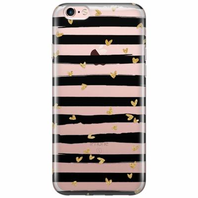 iPhone 6/6s transparant hoesje - hart streepjes zwart