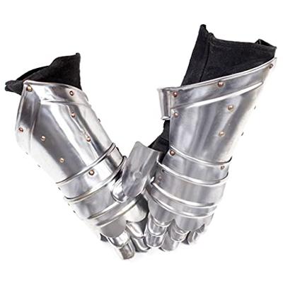 VidaXL Ridderhandschoenen middeleeuws replica larp staal zilverkleurig