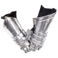 VidaXL Ridderhandschoenen middeleeuws replica larp staal zilverkleurig - thumbnail