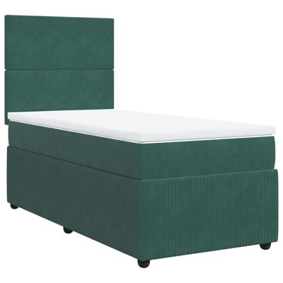 Boxspring met matras fluweel donkergroen 120x200 cm - thumbnail
