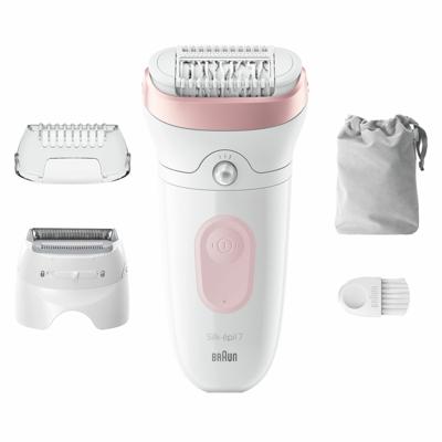 Elektrische epilator - BRAUN - Silk-épil 7 - Gemakkelijk ontharen - Langdurig zachte huid - 7-030 - Wit / Roze Elektrische epilator - BRAUN - Silk-épil 7 - Gemakkelijk ontharen - Langdurig zachte huid - 7-030 - Wit / Roze