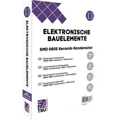 TRU COMPONENTS T1806P022 Keramische condensator assortiment SMD 0805 50 V 10 % (l x b) 2.0 mm x 1.2 mm 500 onderdelen Tape cut TRU COMPONENTS T1806P022 Keramische condensator assortiment SMD 0805 50 V 10 % (l x b) 2.0 mm x 1.2 mm 500 onderdelen Tape cut