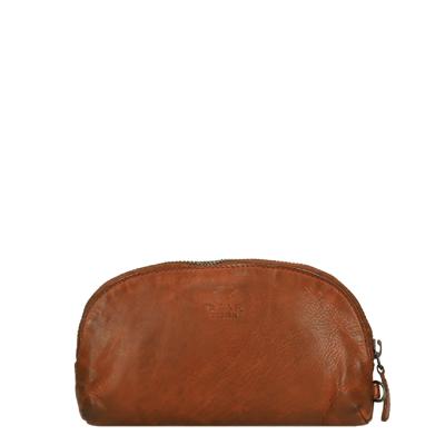 Bear Design Leren Make Up Tasje / Etui Round Cognac
