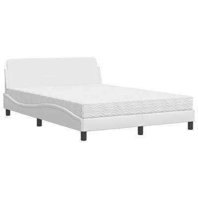 Bed met matras kunstleer wit 140x190 cm