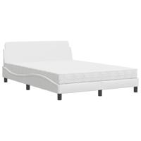 Bed met matras kunstleer wit 140x190 cm - thumbnail