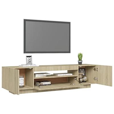 Tv-meubel met LED-verlichting 160x35x40 cm sonoma eikenkleurig
