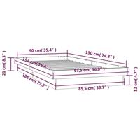 Bedframe met LED massief grenenhout wasbruin 90x190 cm - thumbnail
