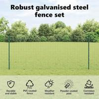 VidaXL Hek met paal groen 1 x 25 m staal en pvc - thumbnail