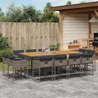 13-delige Tuinset met kussens poly rattan grijs - thumbnail