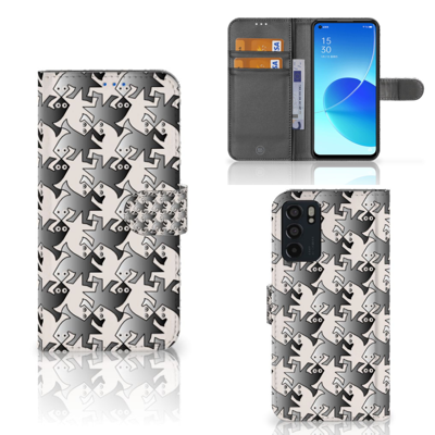 OPPO Reno6 5G | Telefoonhoesje | Met pasjeshouder | Salamander Grey