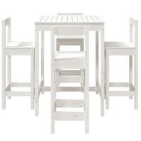 5-delige Barset massief grenenhout wit - thumbnail