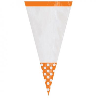 Ty Par puntzak met sluiting transparant/oranje 24,7 cm set van 10 | 48 stuks