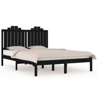 Bedframe massief grenenhout zwart 200x200 cm - thumbnail