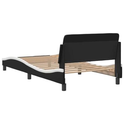 Bedframe met hoofdbord kunstleer zwart en wit 100x200 cm Bedframe met hoofdbord kunstleer zwart en wit 100x200 cm