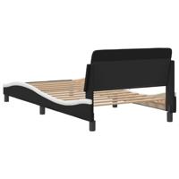 Bedframe met hoofdbord kunstleer zwart en wit 100x200 cm - thumbnail