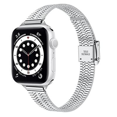 Stainless steel slim fit bandje - Zilver - Geschikt voor Apple Watch 38mm / 40mm / 41mm / 42mm Stainless steel slim fit bandje - Zilver - Geschikt voor Apple Watch 38mm / 40mm / 41mm / 42mm