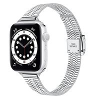Stainless steel slim fit bandje - Zilver - Geschikt voor Apple Watch 38mm / 40mm / 41mm / 42mm - thumbnail