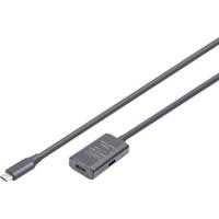 Digitus DA-73108 USB-C-kabel USB 3.2 Gen1, USB 3.2 Gen1, USB 3.0 USB-C, USB-C bus, USB-C stekker 5.00 m Zwart Actief met signaalversterking, Stekker past op - thumbnail