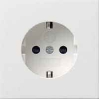 Gira F100 wandcontactdoos met randaarde en KBV zuiverwit glanzend - thumbnail