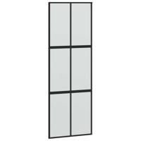 Schuifdeur met beslagset 90x205 cm gehard glas zwart - thumbnail