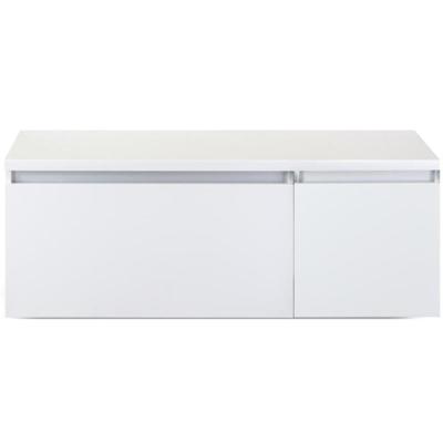 Frozen Badmeubelset 120 cm - Greeplijst in Kleur - Wastafel Onderkast met Bovenblad Wit Hoogglans