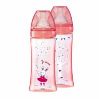 DODIE Lot van 2 anti-koliekflessen Initiation + - 330ml - ROSE DANCER - ronde spenen 3 snelheden flow 3 - thumbnail