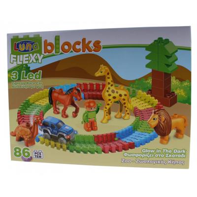 Luna Flexy Blocks Zoo bouwset glow in the dark 86 delig