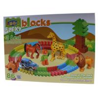 Luna Flexy Blocks Zoo bouwset glow in the dark 86 delig - thumbnail