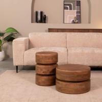 LABEL51 Bijzettafel Milly - Nature Smooth - Mangohout - 35 cm - Rond - thumbnail