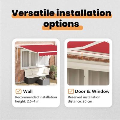 VidaXL Inklapbaar zonnescherm rood 300 x 250 cm stof