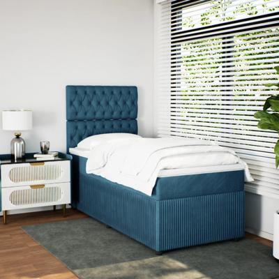 Boxspring met matras fluweel blauw 120x200 cm - thumbnail
