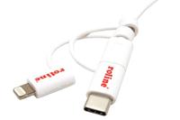 ROLINE USB 2.0 8pin sync & oplaadkabel Type A - Type C / 8-pins / USB MicroB, wit, 1 m - thumbnail