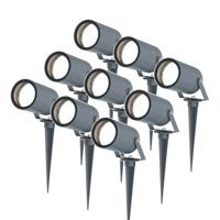 Set van 9 Spikey LED prikspots - GU10 4 Watt 345 Lumen - Dimbaar - Kantelbaar - 6500K daglicht wit - IP64 Waterdicht - Antraciet - Tuinspots - Pinspots - thumbnail