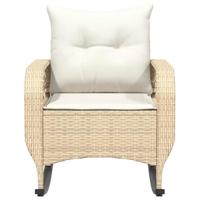 Tuinschommelstoel met kussens poly rattan beige - thumbnail