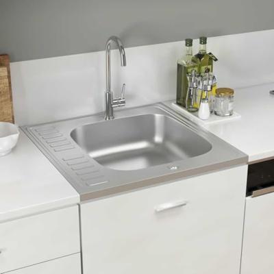 VidaXL Gootsteen met afvoerset 600x600x155 mm roestvrij staal zilver VidaXL Gootsteen met afvoerset 600x600x155 mm roestvrij staal zilver