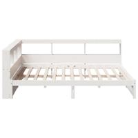 Bed met boekenkast zonder matras grenenhout wit 140x190 cm - thumbnail