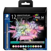 Staedtler Pigment Arts brush pen, etui van 12 stuks, Pastel Colours - thumbnail
