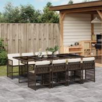 9-delige Tuinset met kussens poly rattan bruin - thumbnail