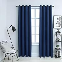 VidaXL Gordijn verduisterend met metalen ringen 2 st 140x225 cm blauw - thumbnail