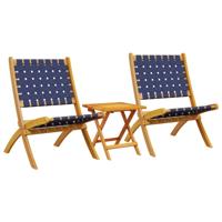 Tuinstoelen 2 st inklapbaar met tafel massief hout blauw - thumbnail