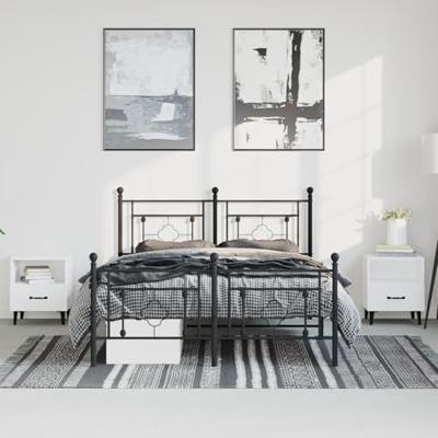 Bedframe met hoofd- en voeteneinde metaal zwart 193x203 cm