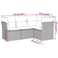 4-delige Loungeset met kussens poly rattan bruin - thumbnail