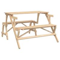 Picknicktafel met banken 2-in-1 ombouwbaar massief vurenhout - thumbnail