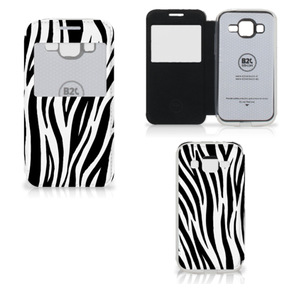 Samsung Galaxy Core Prime Telefoonhoesje met Pasjes Zebra Samsung Galaxy Core Prime Telefoonhoesje met Pasjes Zebra