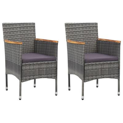 Tuinstoelen 2 st poly rattan grijs