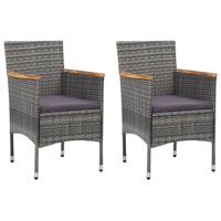Tuinstoelen 2 st poly rattan grijs - thumbnail