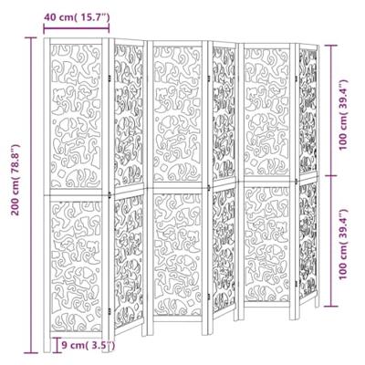 Kamerscherm met 6 panelen massief paulowniahout zwart Kamerscherm met 6 panelen massief paulowniahout zwart